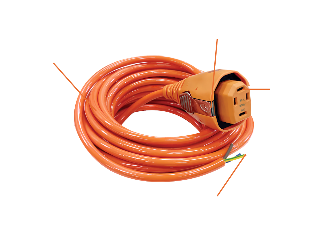 32 Amp 25 Meter Harmonized Cord with SmartPlug Female Boat Side Connector with Blunt End